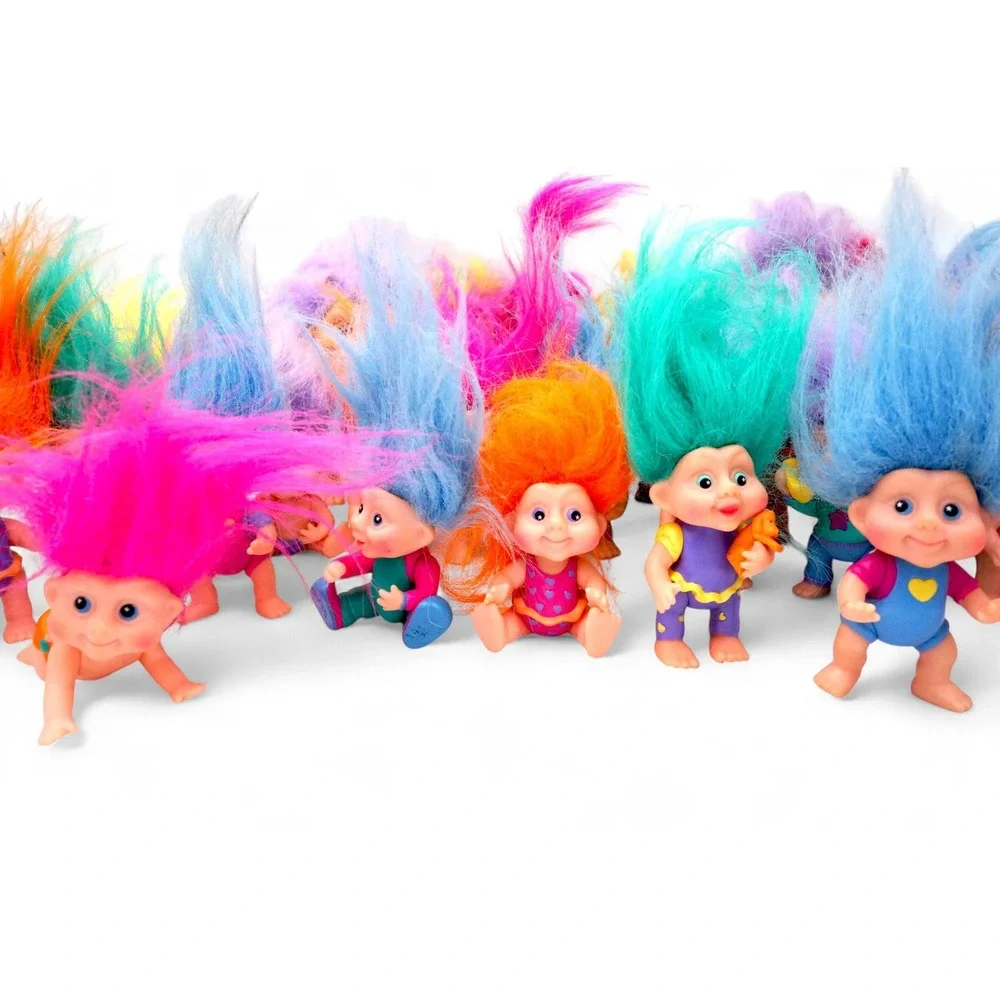 Lot of 25 Small Troll Dolls with Brightly Colored Hair Toy Figurines for‎ Kids